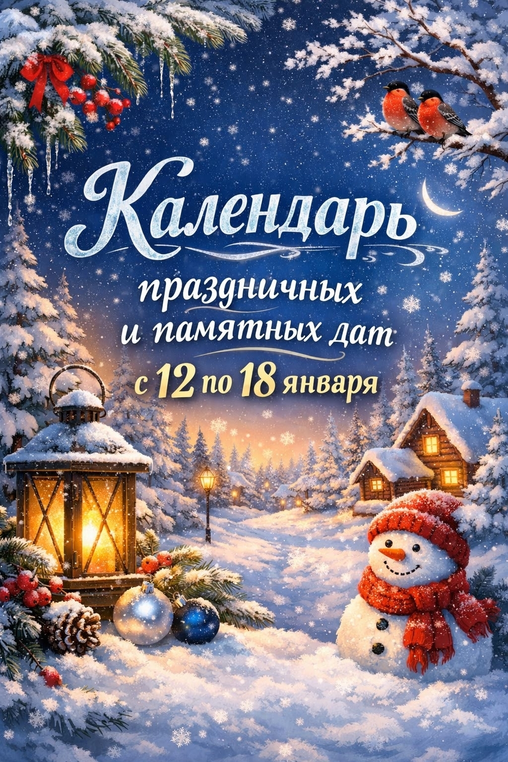 Календарь праздничных и памятных дат с 12 по 18 января.